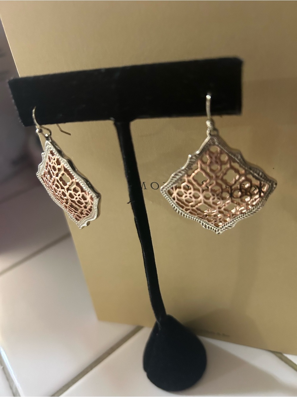 Kendra Scott Intricate Two-Tone Filigree Drop Earrings - Rose Gold & Silver